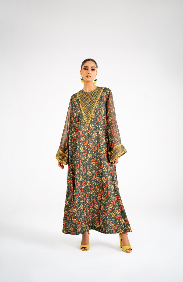 Amber Embroidered Neck Jalabiya - MRJ0002