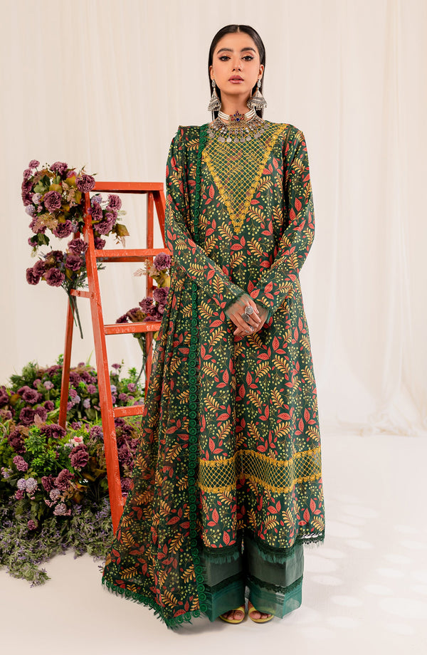 Printed Embroidered Lawn - Amber (MLFD-162)